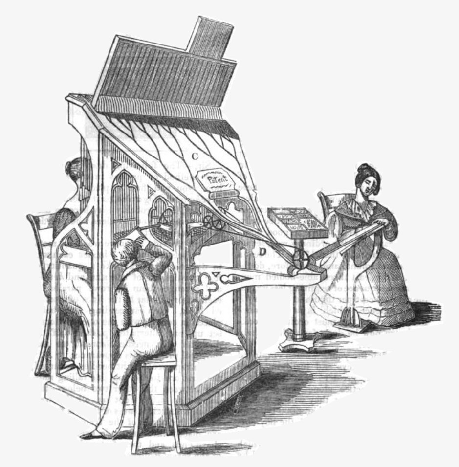 Illustration of the back of the pianotype from the Mechanics Magazine
