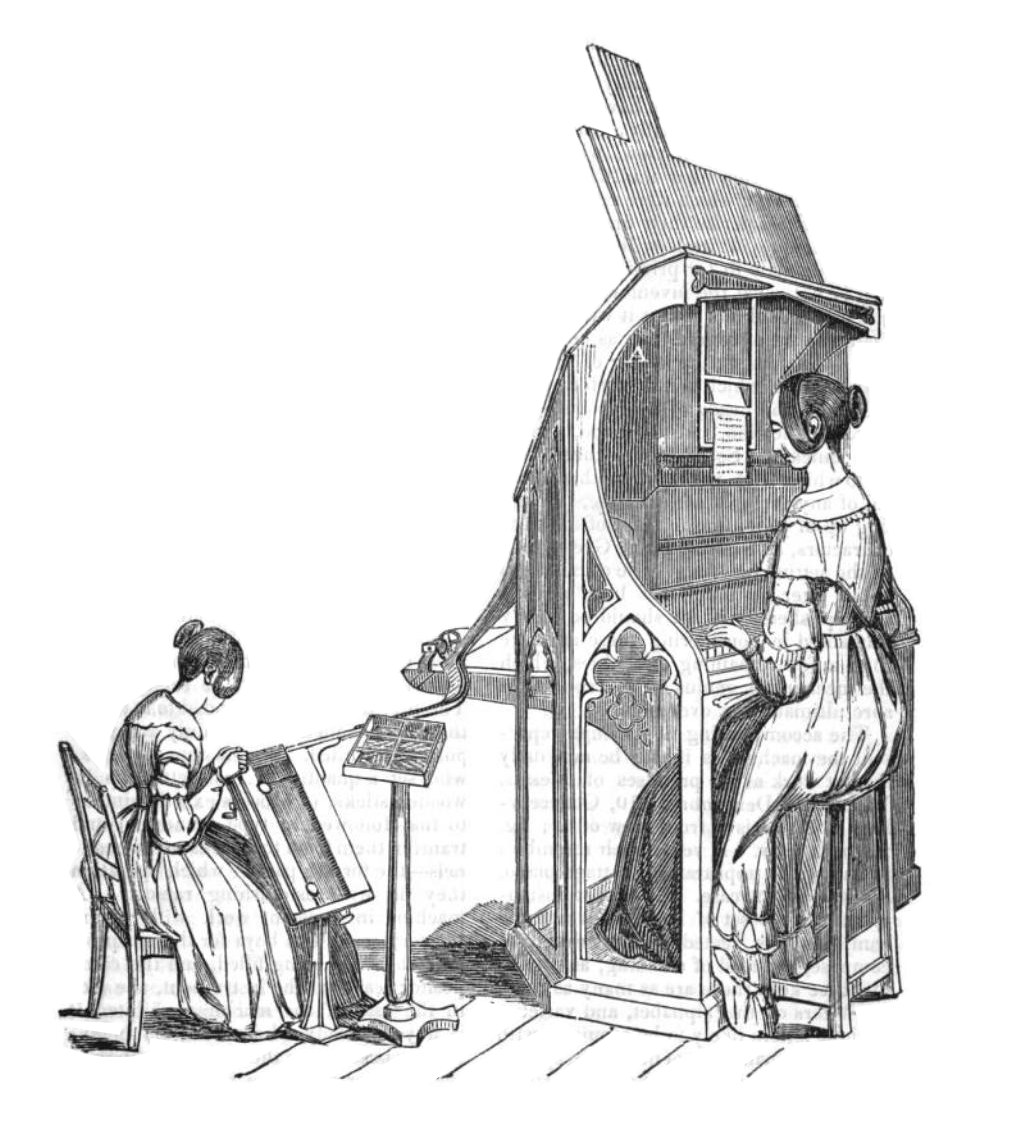 Illustration of the front pianotype from the Mechanics Magazine